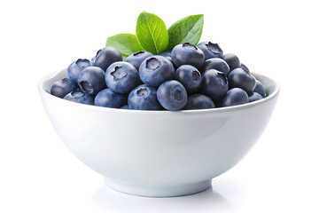 white bowl with blueberry image isolated on white background