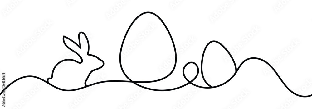 Poster egg line art. continuous line drawing of an easter egg. abstract decorative horizontal divider with 