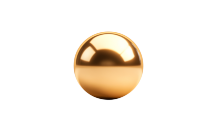 Shiny gold sphere with a smooth surface and clear background