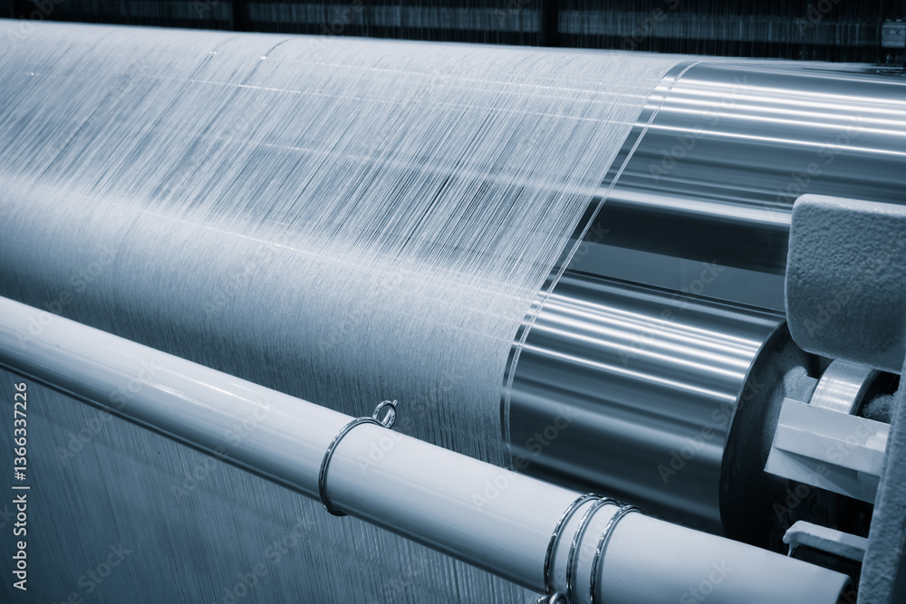 Aufkleber a machine is weaving a piece of fabric. the machine is made up of many parts, including a large meta
