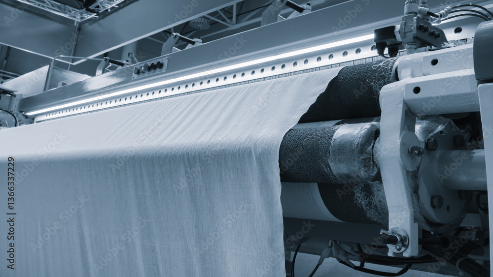 Aufkleber a machine is weaving a piece of fabric. the machine is made up of many parts, including a large meta