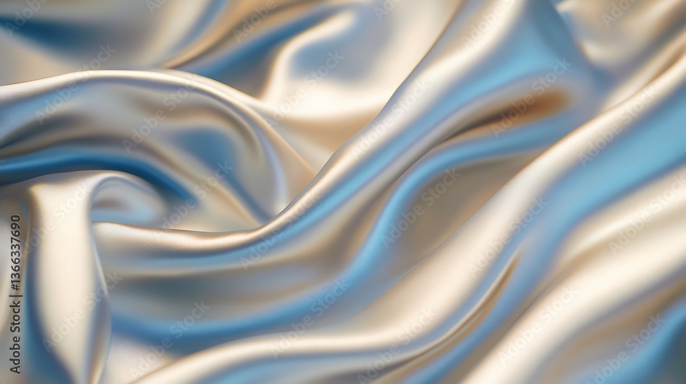 Poster abstract shimmering fabric background showcases elegant, flowing folds with a delicate interplay of 