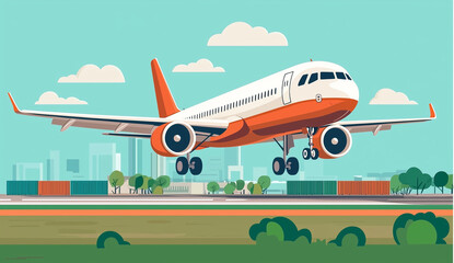Fototapeta premium Illustration of an airplane flying