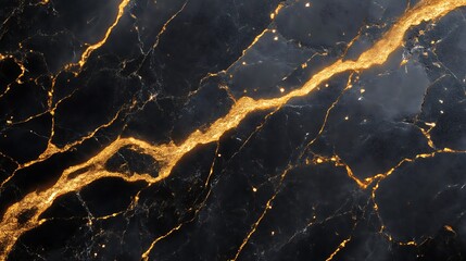Fototapeta premium Abstract Black Marble with Gold Veins Design