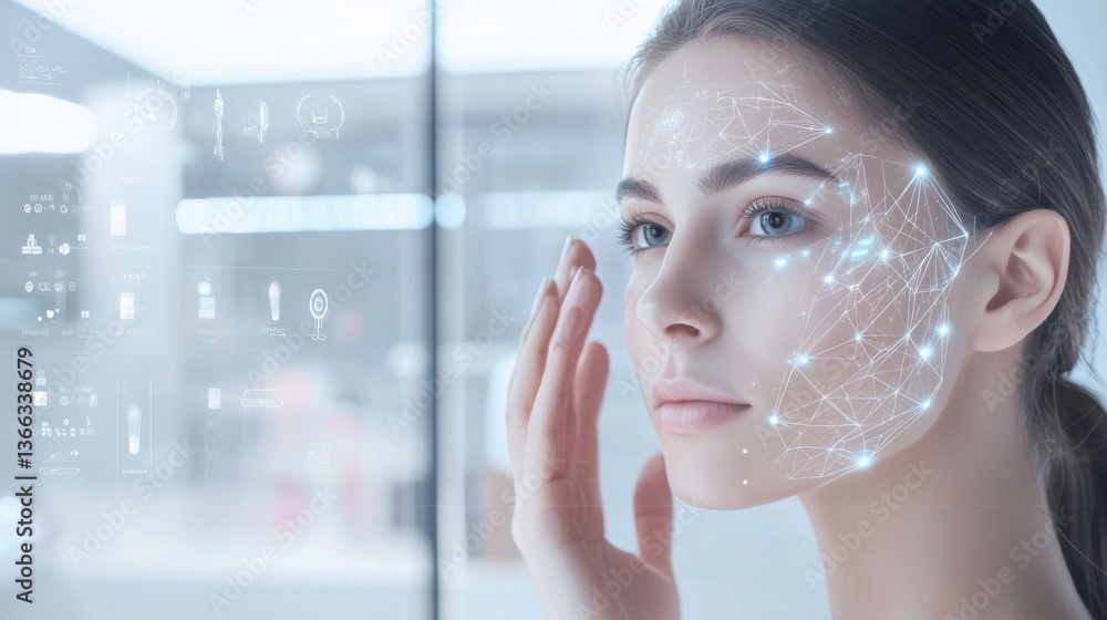 Wall mural an ai powered system optimizing personalized skincare by analyzing real time facial data and skin co