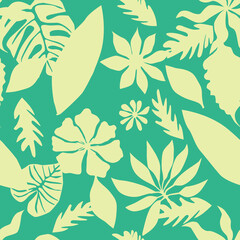 Tropical pattern, floral, leaves. Digital print in Repeat (rapport), Resolution 300 DPI, ideal for fashion, decoration and stationery.