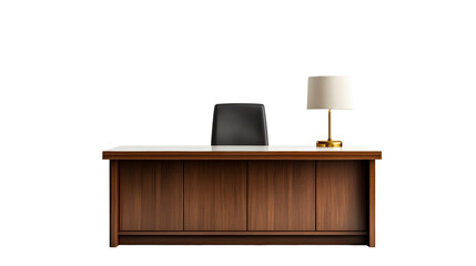 Elegant executive desk with lamp and chair , cut out transparent