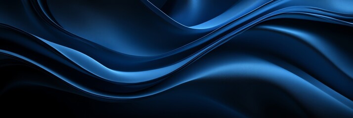 Fototapeta premium Abstract Dark Blue Waving Silk Fabric Background with Elegant Flow