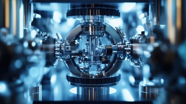 An AI powered system optimizing quantum computing by analyzing real time algorithm performance and computational resources, futuristic AI-driven quantum computing lab, Quantum technology style