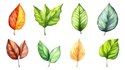 Vibrant Spring Leaves Watercolor Illustration