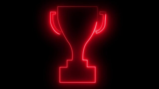 Glowing neon line Award cup icon isolated on black background. Winner trophy symbol icon animation Glowing neon line Award cup icon . Winner trophy symbol icon on, the black, background Futuristic Glo