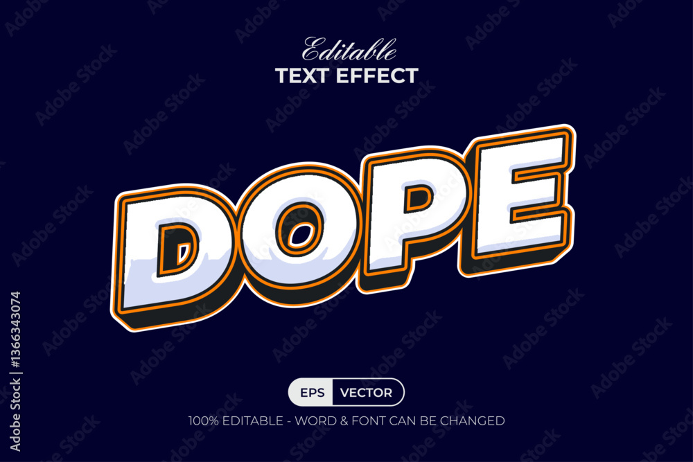 Aufkleber dope text effect 3d style. editable text effect.