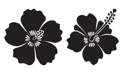 Elegant black flower silhouette vector, decorative floral design for artwork.