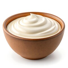 Creamy swirls of mayonnaise in a rustic brown bowl, a delicious and tempting treat ready to be enjoyed.