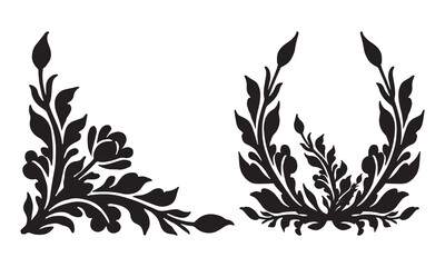 Elegant black flower silhouette vector, decorative floral design for artwork.