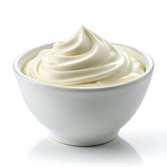 Creamy swirls of delicious mayonnaise in a pristine white bowl, a picture of pure indulgence and smooth texture.