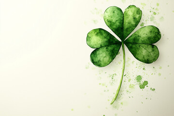 A watercolor illustration of a four-leaf clover on a light background