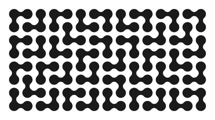 Dots metaball black pattern. Abstract round shapes on a white background. Connected vector spots. Geometric circle decorative molecules. Texture. Modern minimalistic design.
