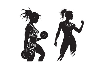 Strong Fit Women Gym Workout Silhouette Art