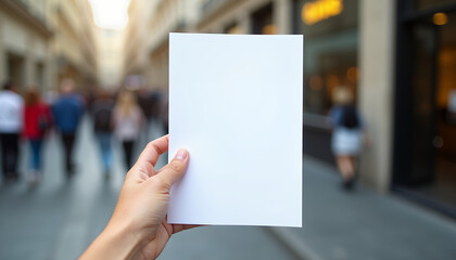 mockup of A4 sheet or blank or paper in hands