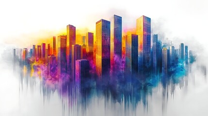 Fototapeta premium Abstract colorful building with artistic flair high resolution photo