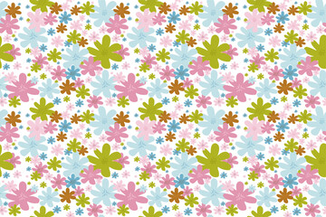 Seamless spring pattern. Design with flowers in flat style