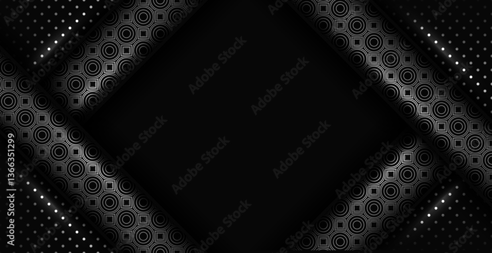 Poster elegant graphic design abstract dark gray geometric lines pattern on black background