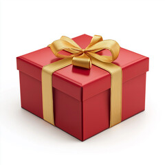 Fototapeta premium red gift box with gold ribbon, Isolated on white Background.