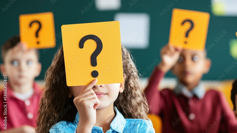 Poster students displaying curiosity in a bright classroom setting
