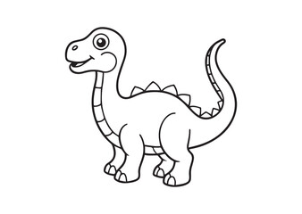 Cute dinosaur outline silhouette vector