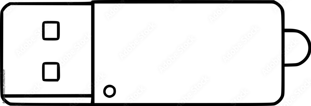 Poster outline of a usb flash drive minimal data storage device illustration vector art.