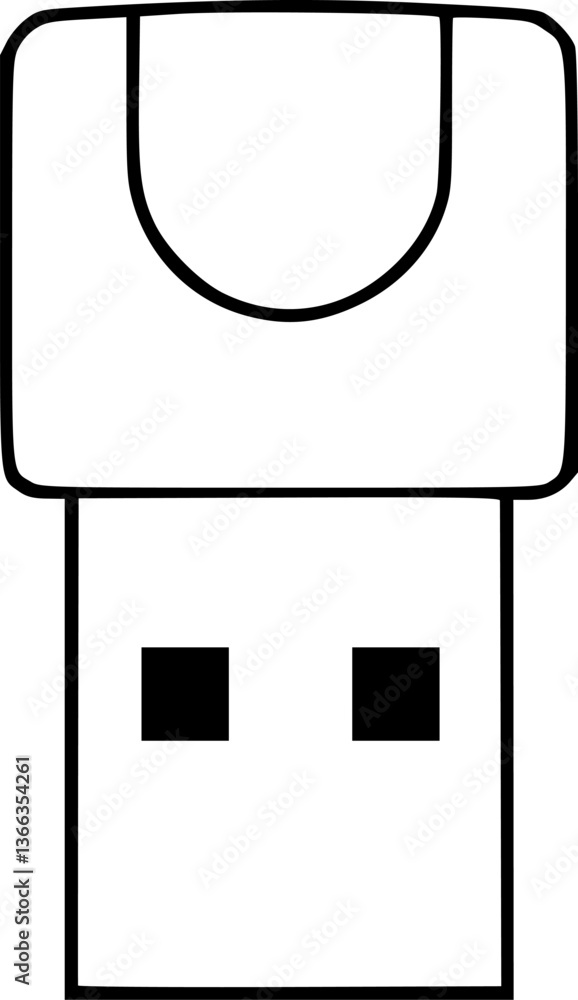 Poster outline of a usb flash drive minimal data storage device illustration vector art.