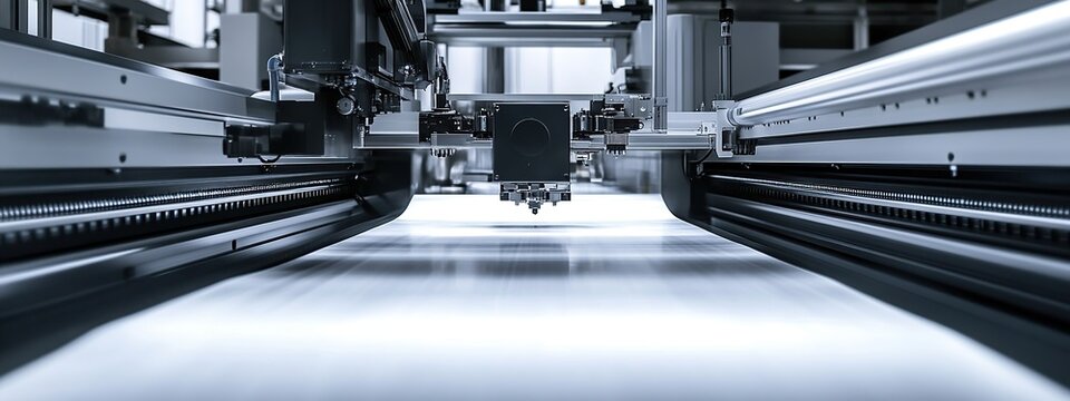 Large format printing machine in operation printing banners