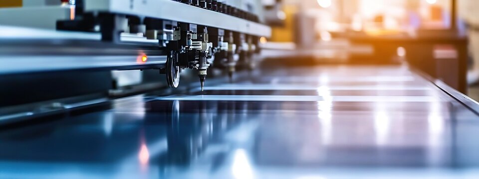 Large format printing machine in operation printing banners