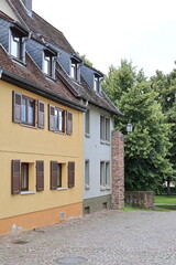 Blick in die Altstadt der Römerstadt Ladenburg in Baden-Württemberg	