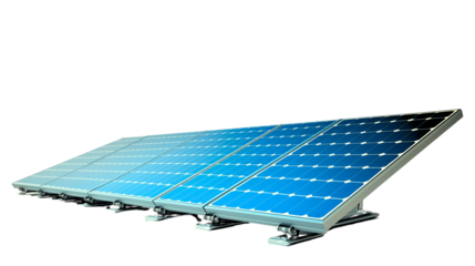 Solar panels on white background