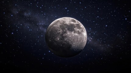 Stunning Full Moon Surrounded by Twinkling Stars in a Dark Night Sky