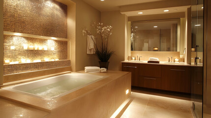 Contemporary Bathroom Nighttime Lighting