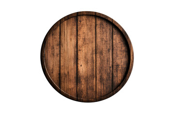 Round wooden cutting board, dark wood grain surface, cut out transparent