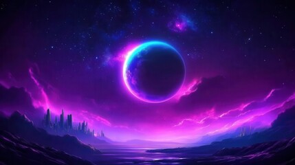 Vibrant Cosmic Landscape Featuring A Celestial Planet Surrounded By Nebula And Stars