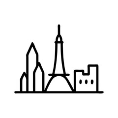 Obraz premium Stylized city skyline featuring iconic landmarks, urban artistry