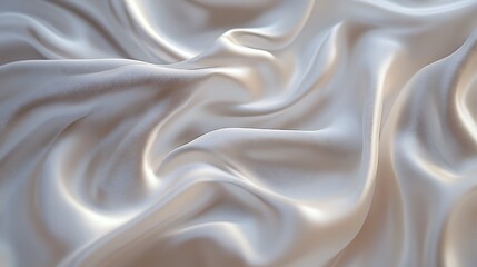Fototapeta premium Abstract White Fabric Waves Background: Elegant Texture Design with Smooth Silk-like Drapes and Soft Light Reflections.