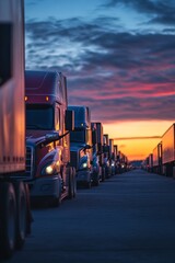 Semi Trucks at Sunset