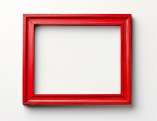 Fototapeta premium Red picture frame on a white background. Isolated red wooden photo or painting frame with copy