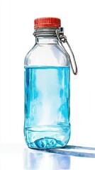 Naklejka premium Versatile water bottle with a metal carabiner isolated on a crisp white background ideal for outdoor adventures