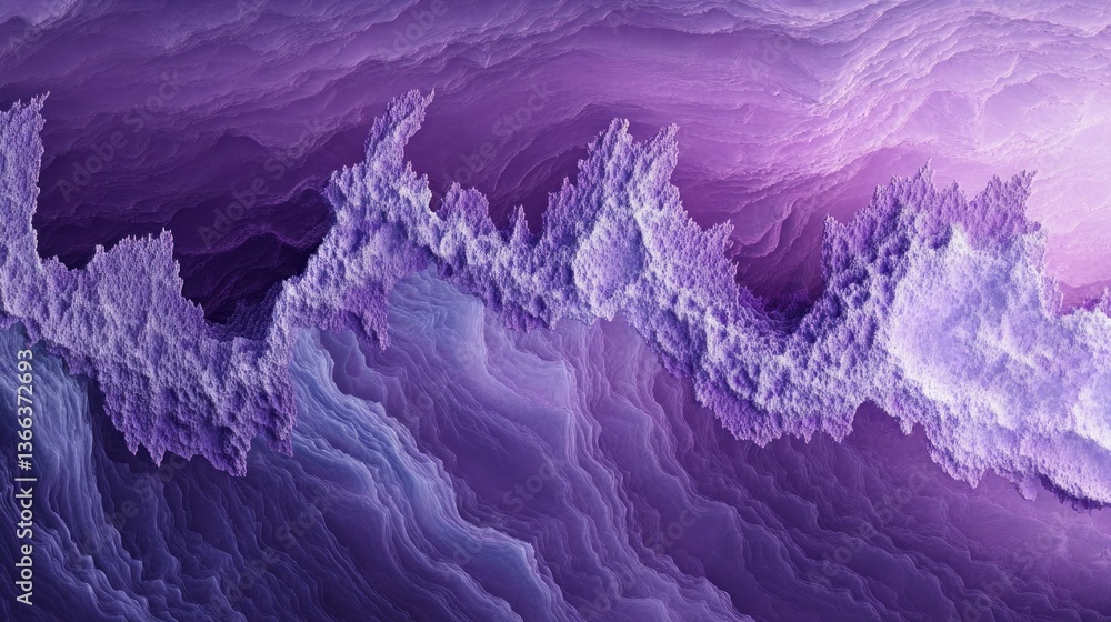 Poster abstract fractal creation of textured mountain range in surreal landscape