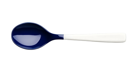 Elegant navy blue with white handle spoon, shiny finish, cut out transparent