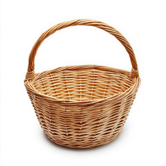 wicker basket, Isolated on white Background.