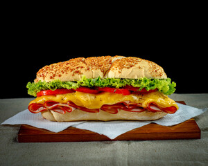 bread, turkey breast snack, tomato, lettuce, cheese, sandwich, snack, tomatoes