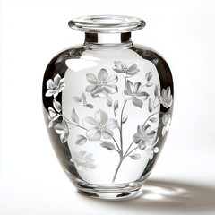 Elegant glass vase with floral engraving showcasing artistry  